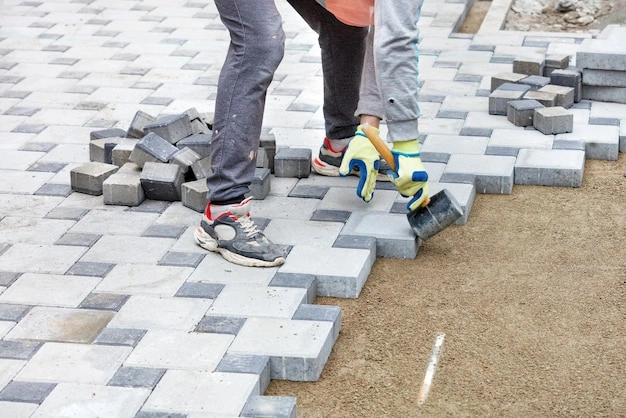 Interlocking paver patio installation in Portland