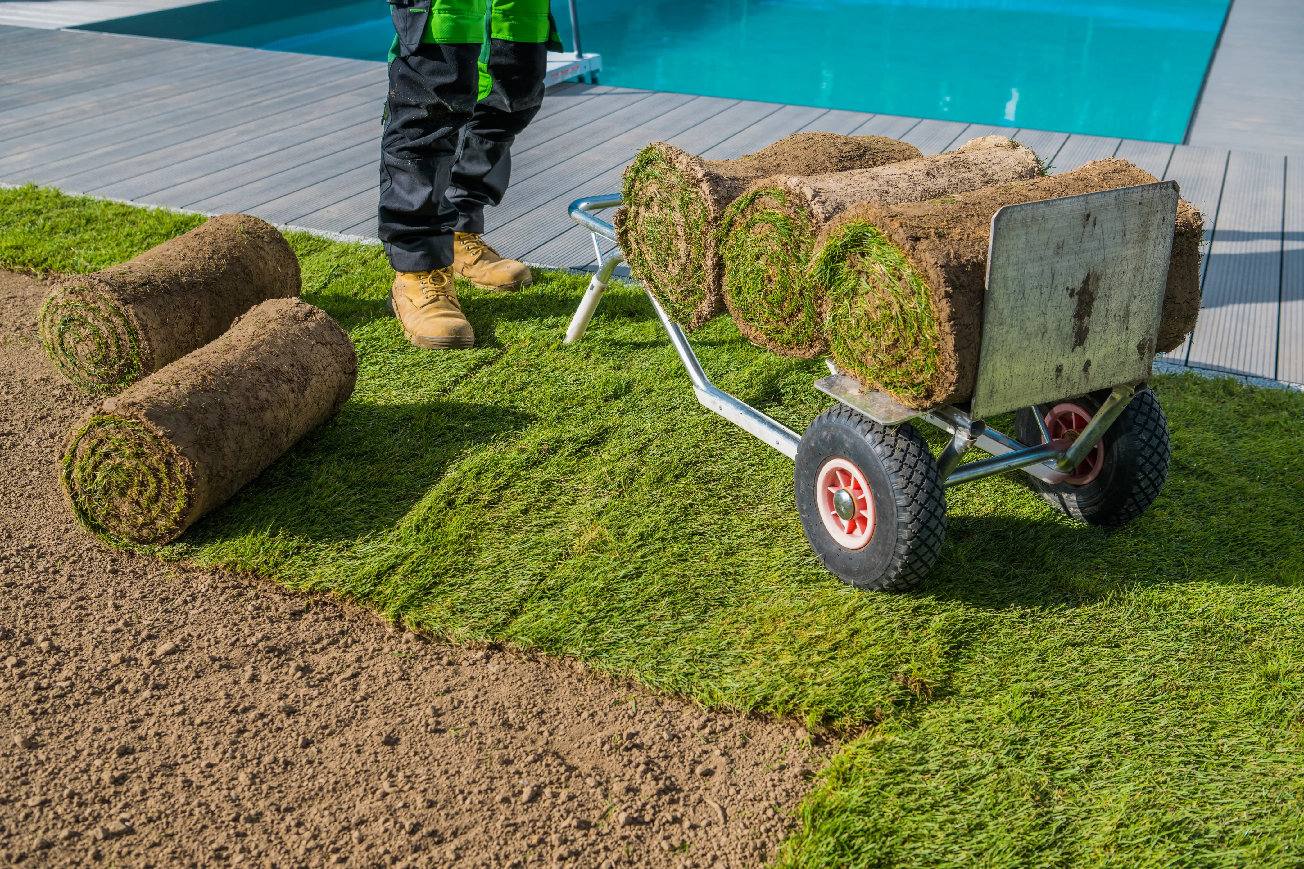 Fresh sod lawn installation project in Portland, Oregon - FRS Remodeling